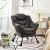 Modern Polyester Fabric Lazy Chair with Steel Frame and Side Pocket