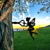 Angel on Branch Metal Silhouette Garden Stake