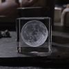 3D Moon and Cloud Engraved Crystal Cube