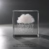 3D Moon and Cloud Engraved Crystal Cube