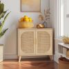 Buffet Cabinet with Storage, Accent Bathroom Floor Cabinet,with Two Doors and 4 compartments forStorage,Cabinet with Solid Wood Feet