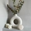 Modern White Ceramic Donut Shaped Decorative Vase