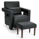 Modern Berber Fleece Accent Chair with Ottoman and Waist Pillow for Living Room