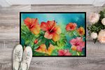 24 x 36 Inch Hawaiian Hibiscus Watercolor Doormat