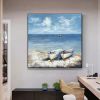 Boats on the Beach Abstract Seascape Canvas Wall Art